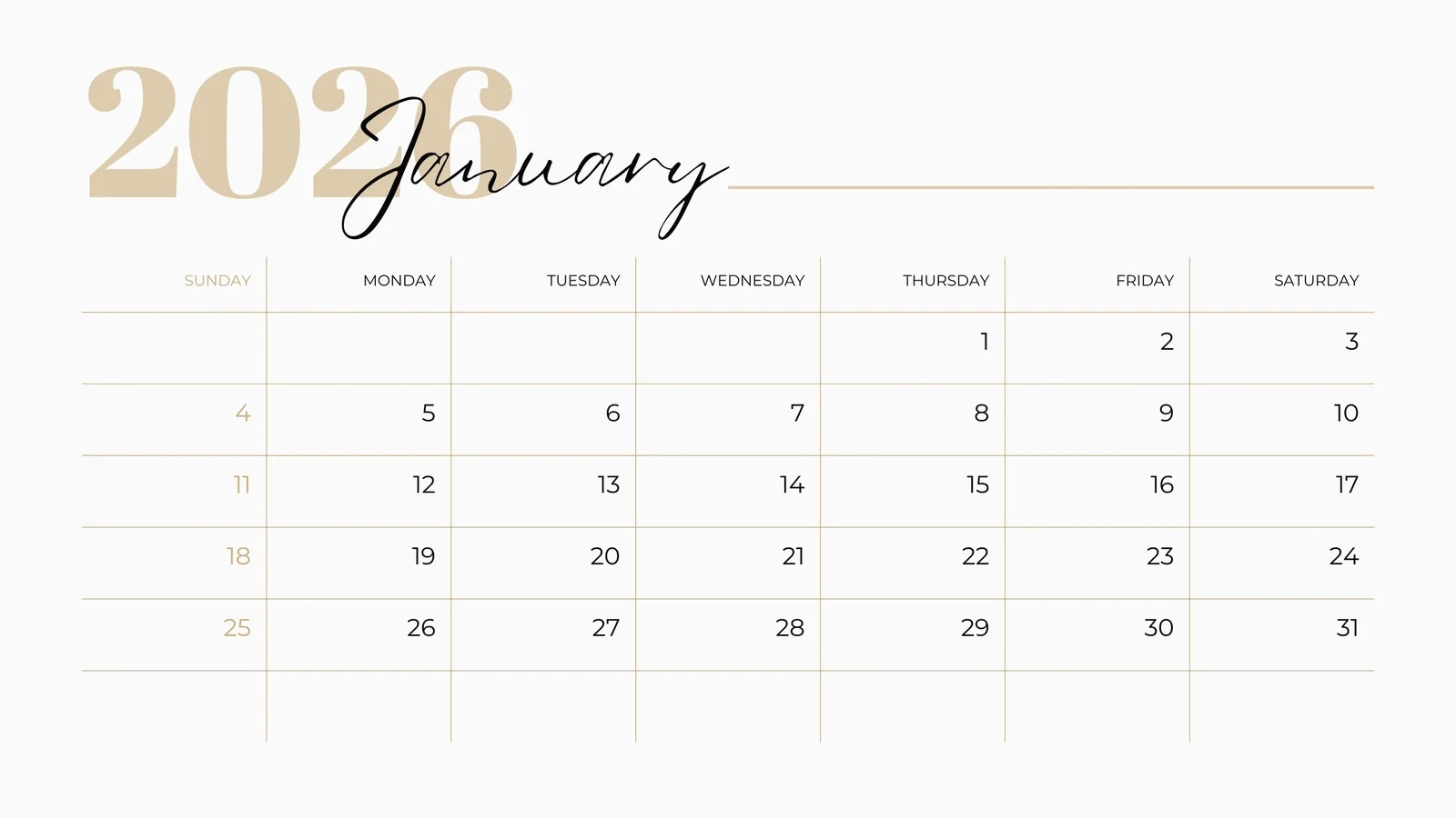 Blank Monthly Calendar Printable 2026