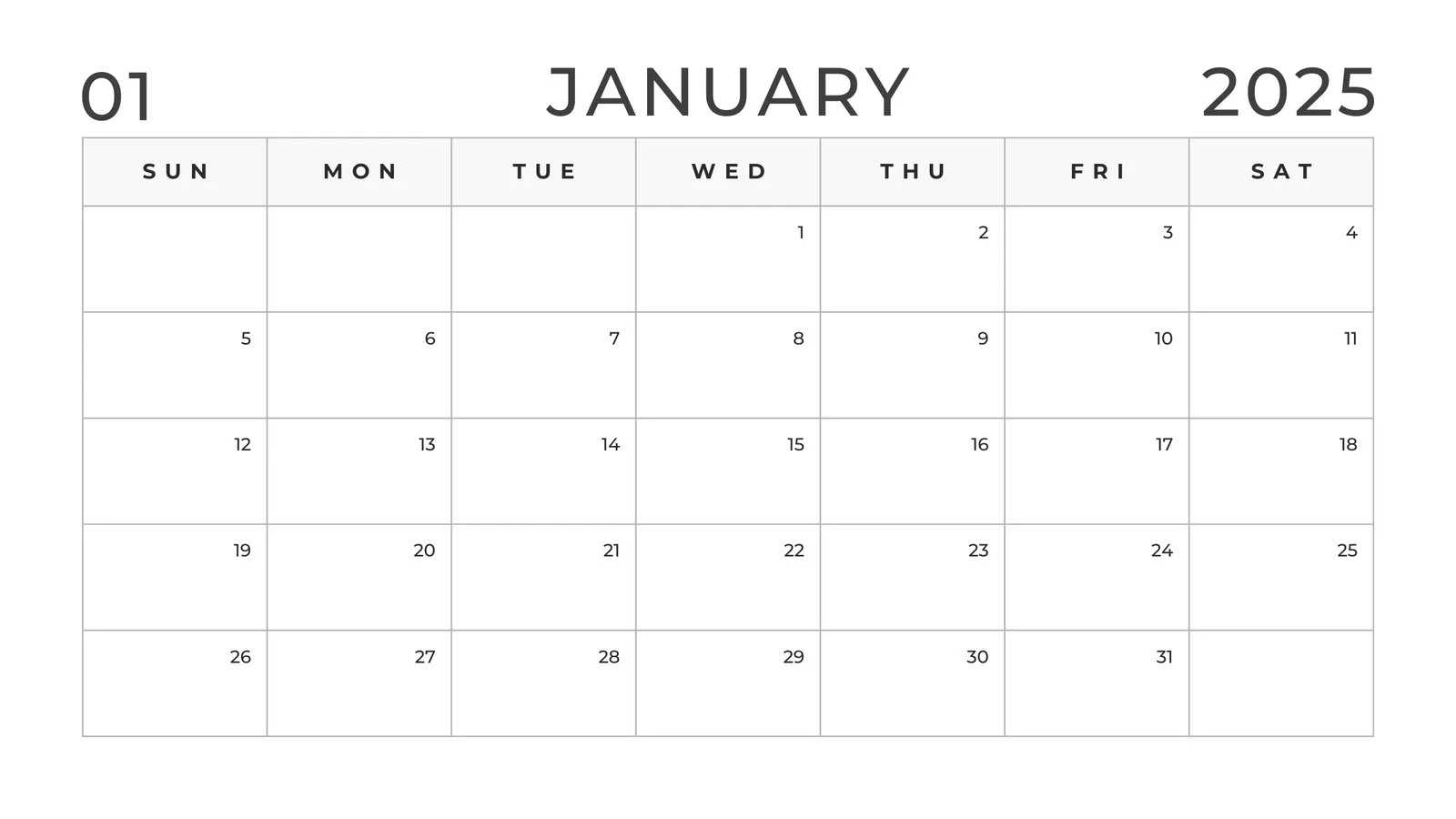 Month Calendar Blank Printable