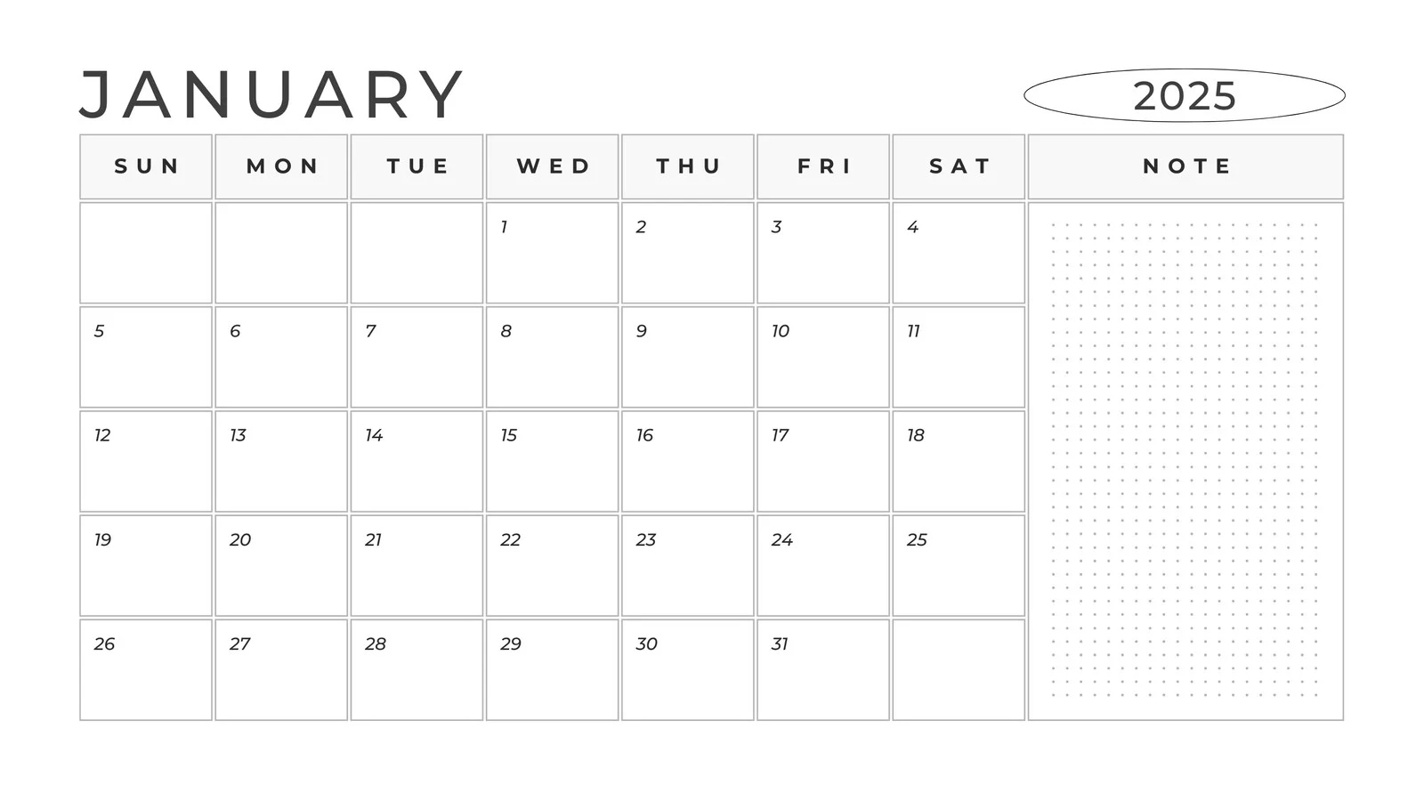 Printable Month Calendar Blank