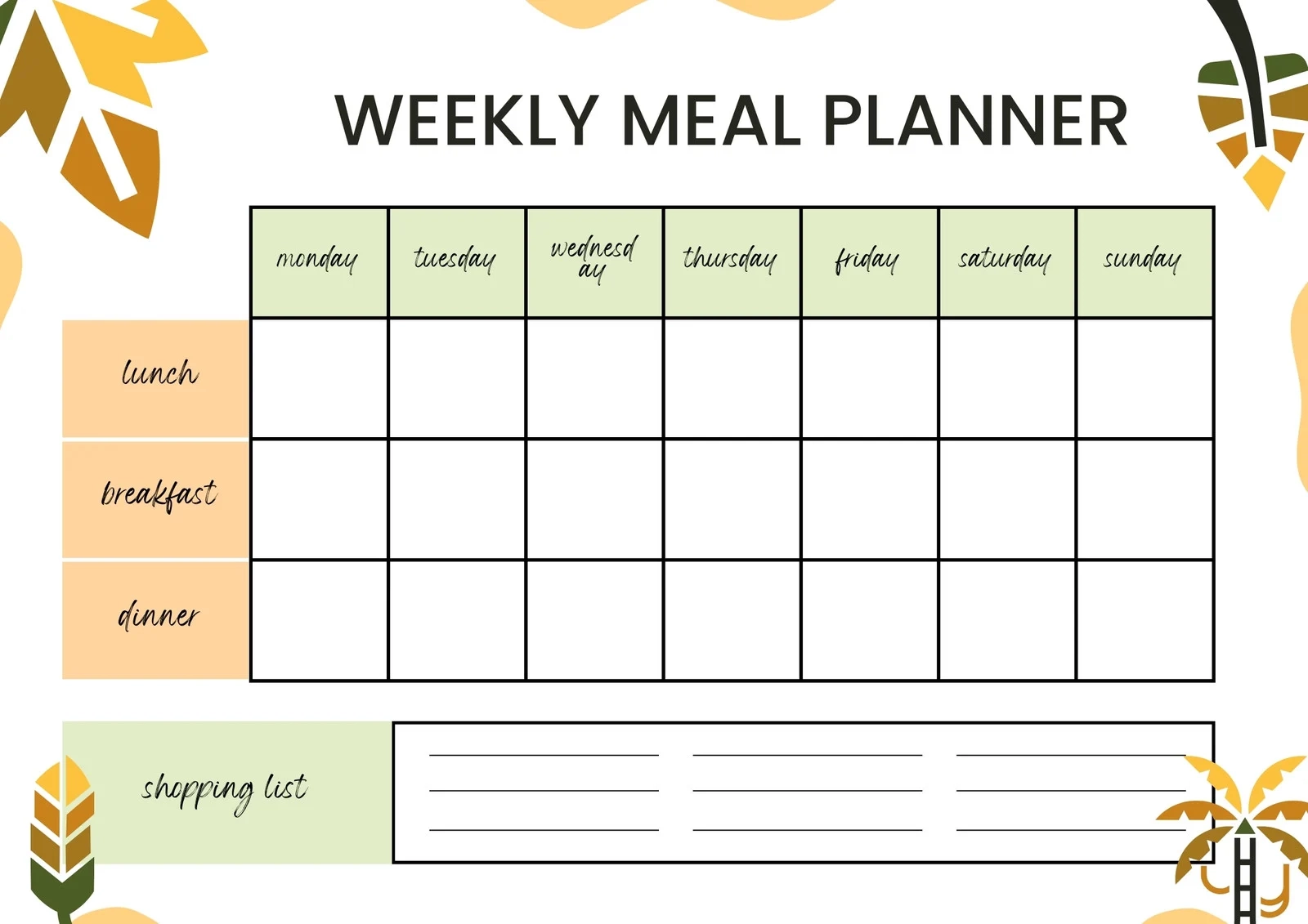 Meal Planner Calendar Printable