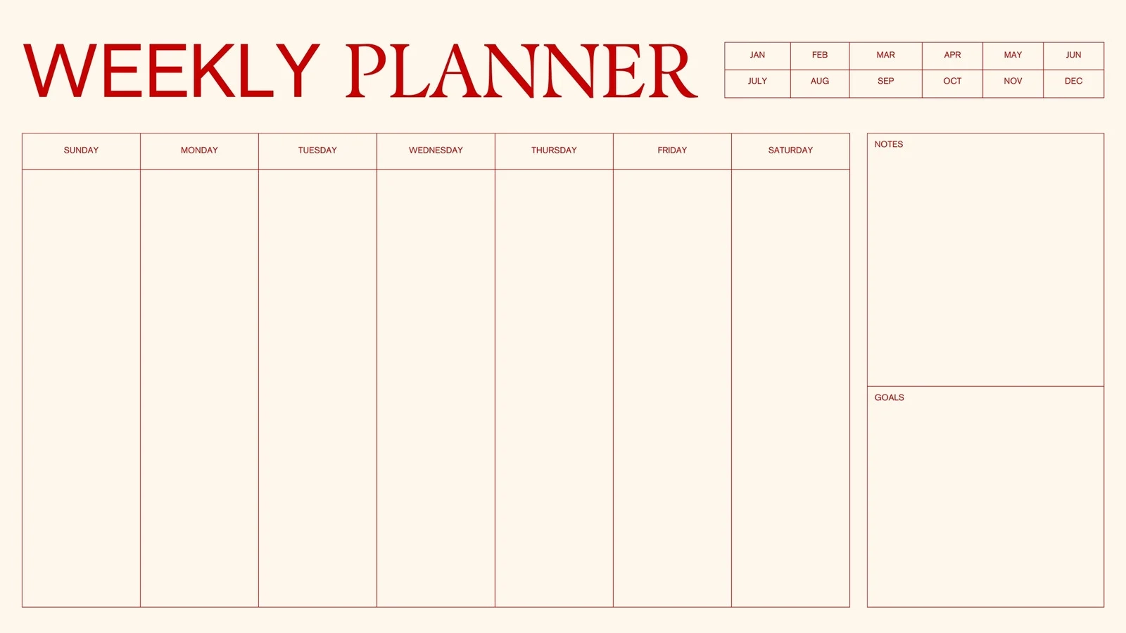 Planner Weekly Calendar