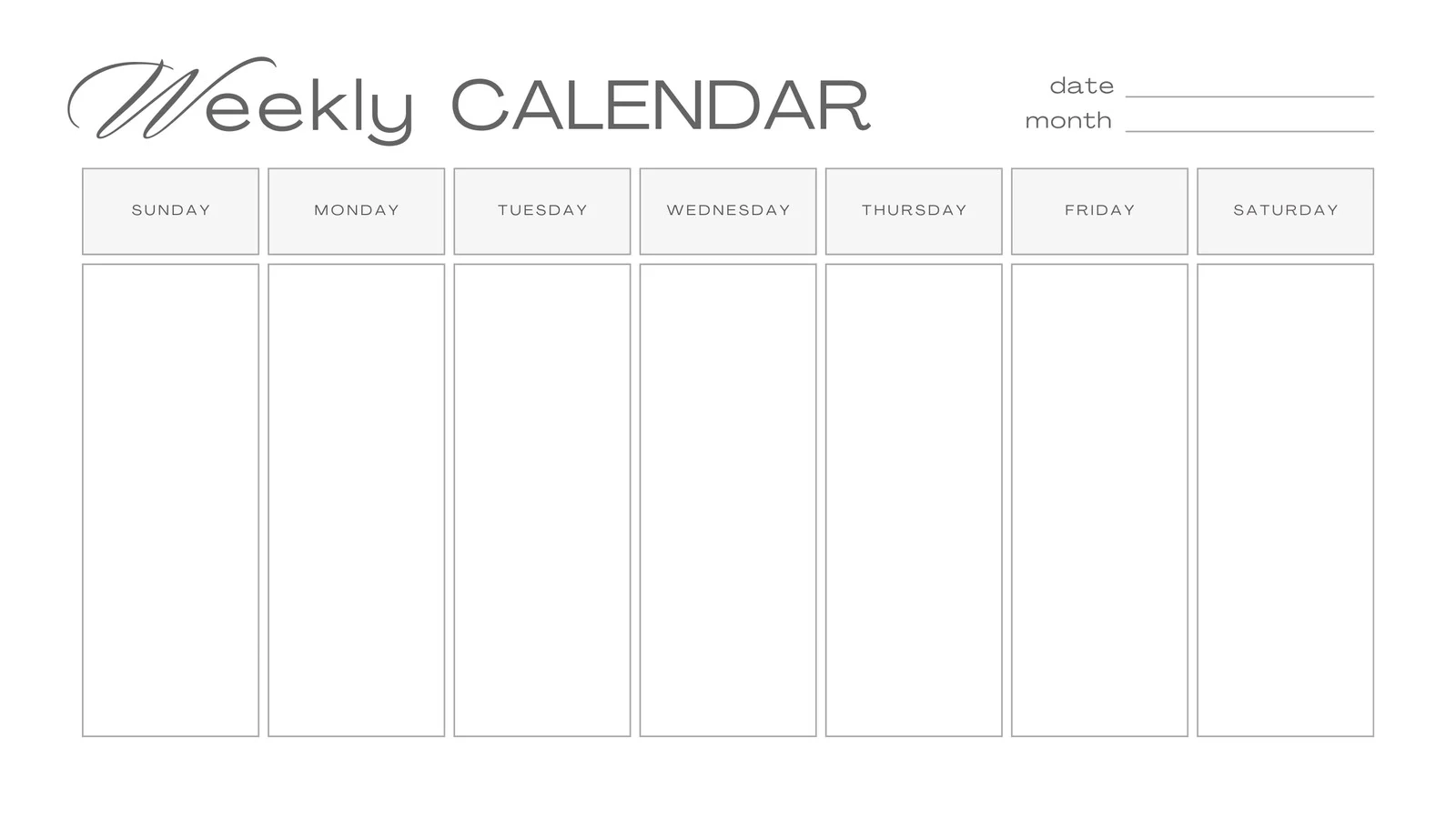 Blank Printable Word Calendar