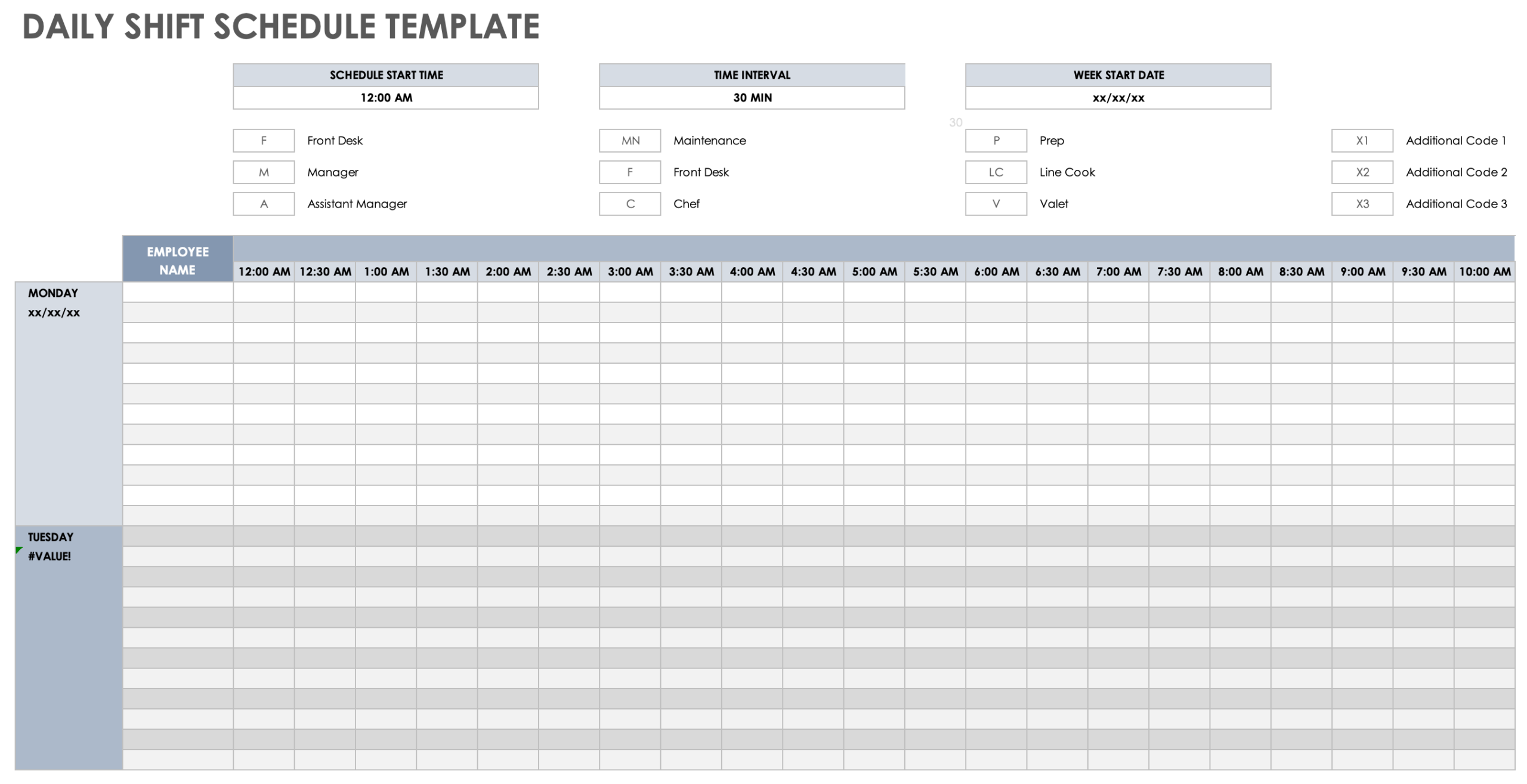 Daily Calendar Schedule Printable