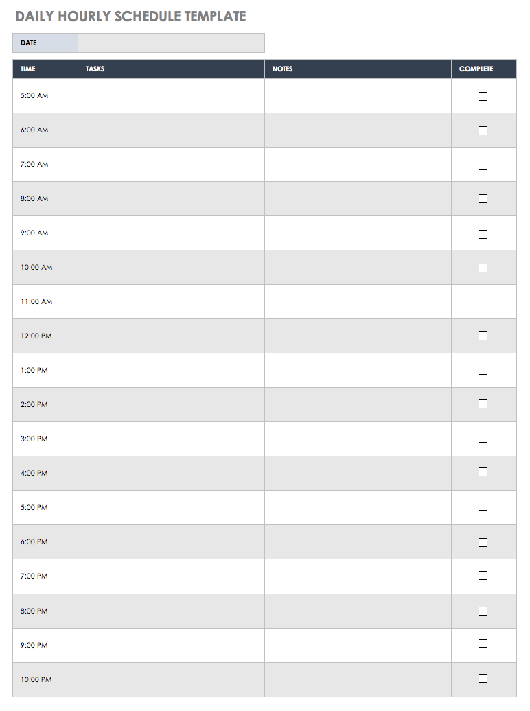 Daily Calendar Template Printable