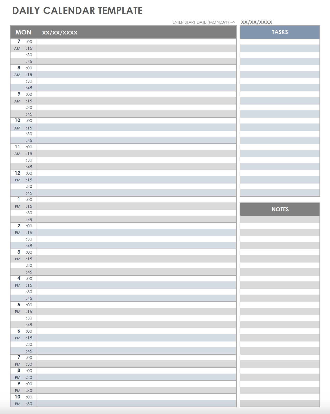 Free Printable Daily Calendar Templates