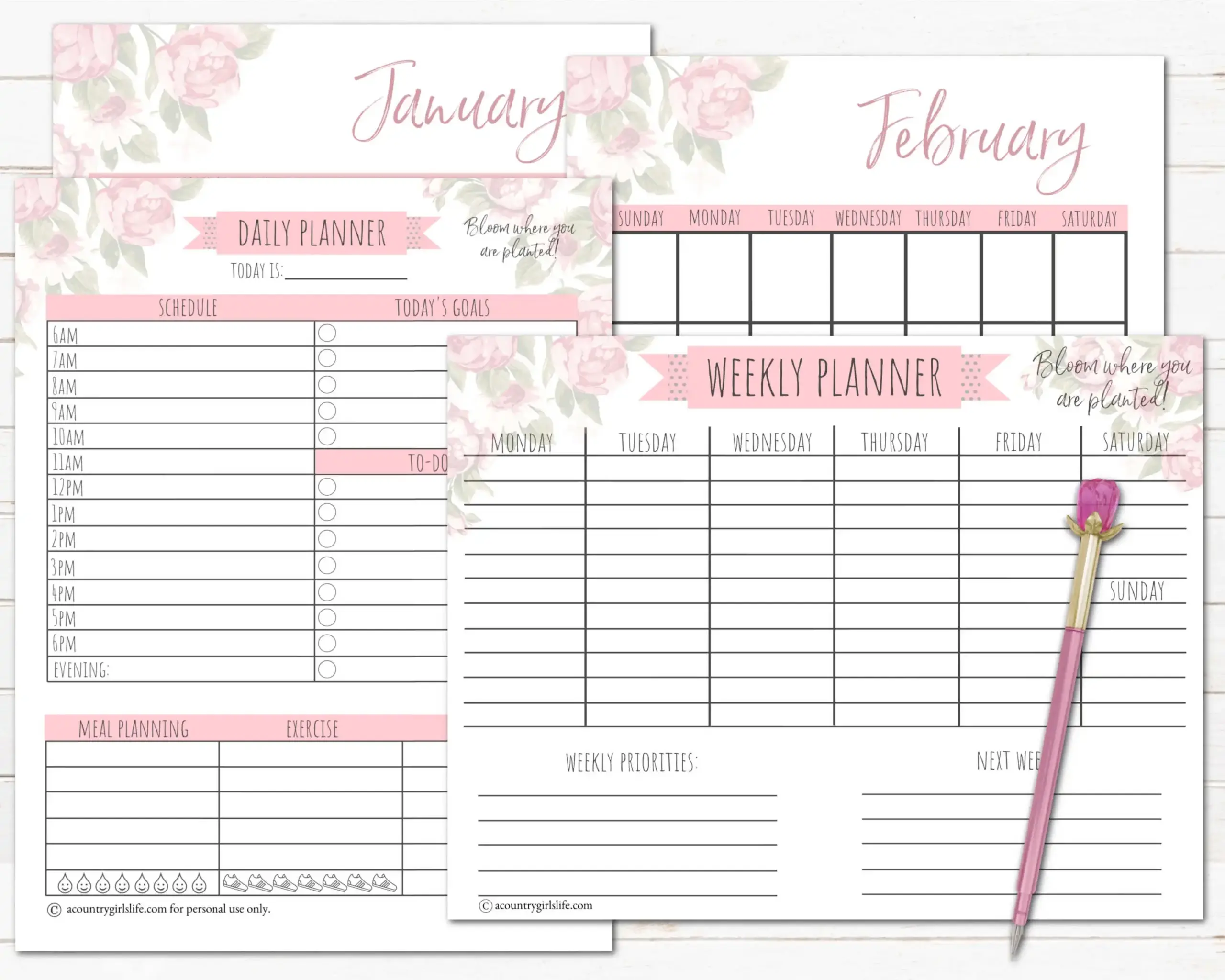 FREE Printable Daily Planner FREE Matching Monthly amp Weekly 