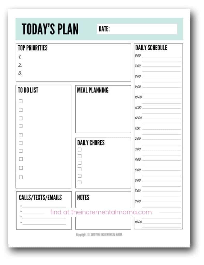 Printable Daily Calendar Template