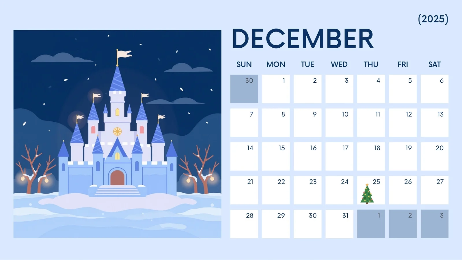 Printable Calendar December Amendable