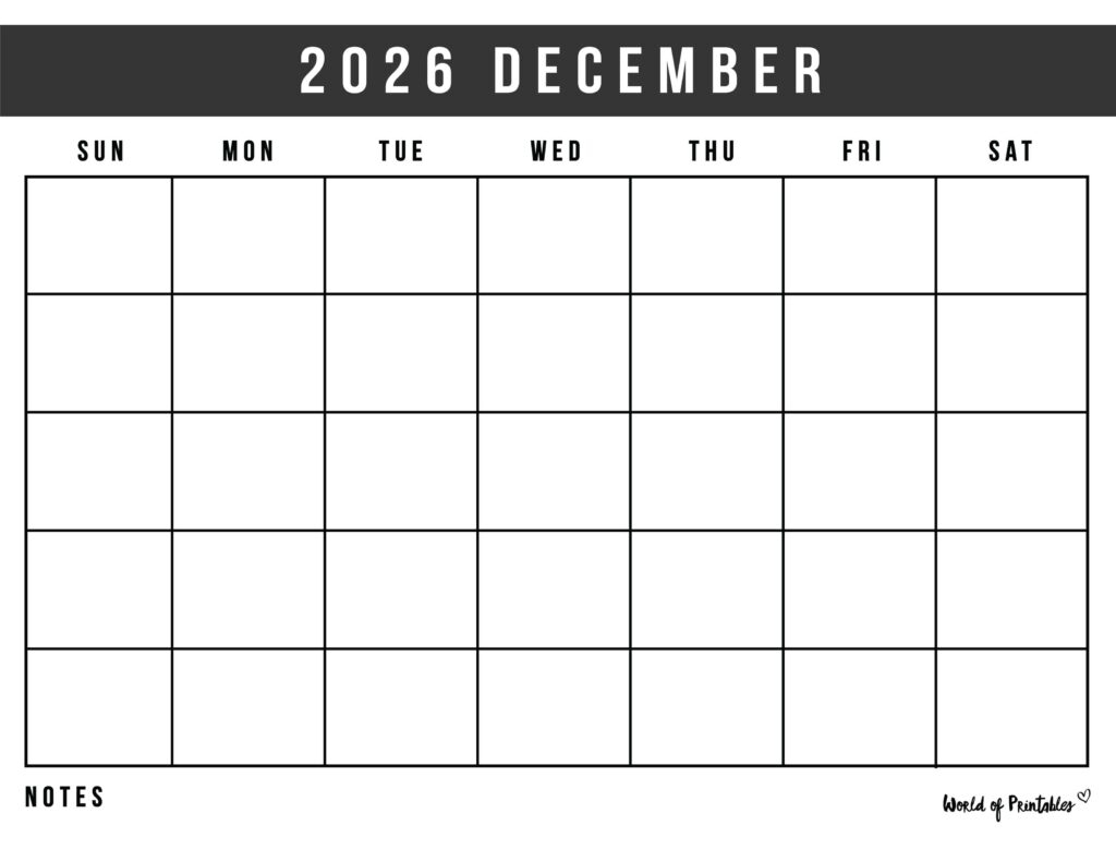 December 2026 Calendar Printable Hand Drawn