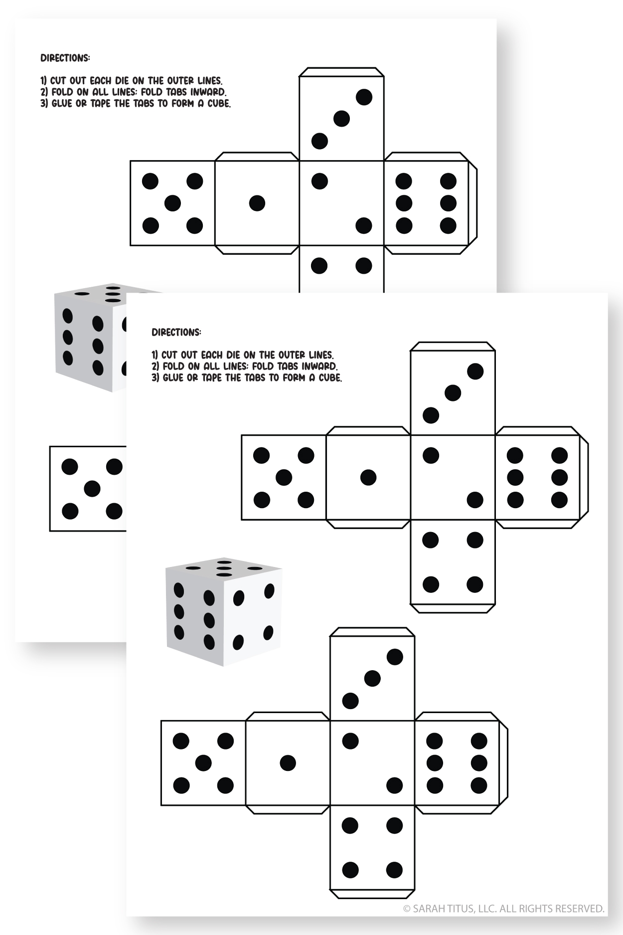 Free Printable Dice Template Easy Fold and Play Paper Dice For 