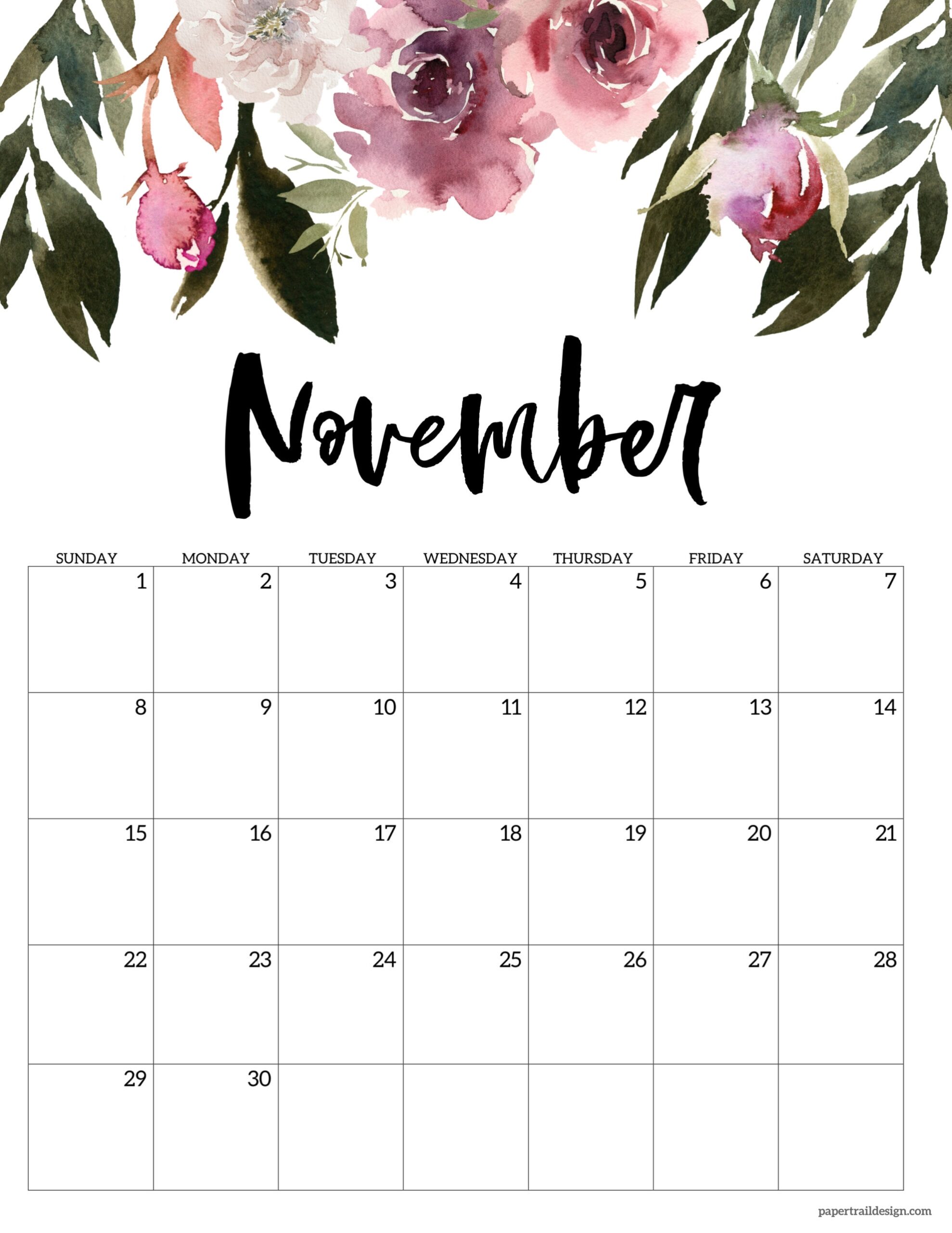 November Printable Calendar 2026 Happy Planner