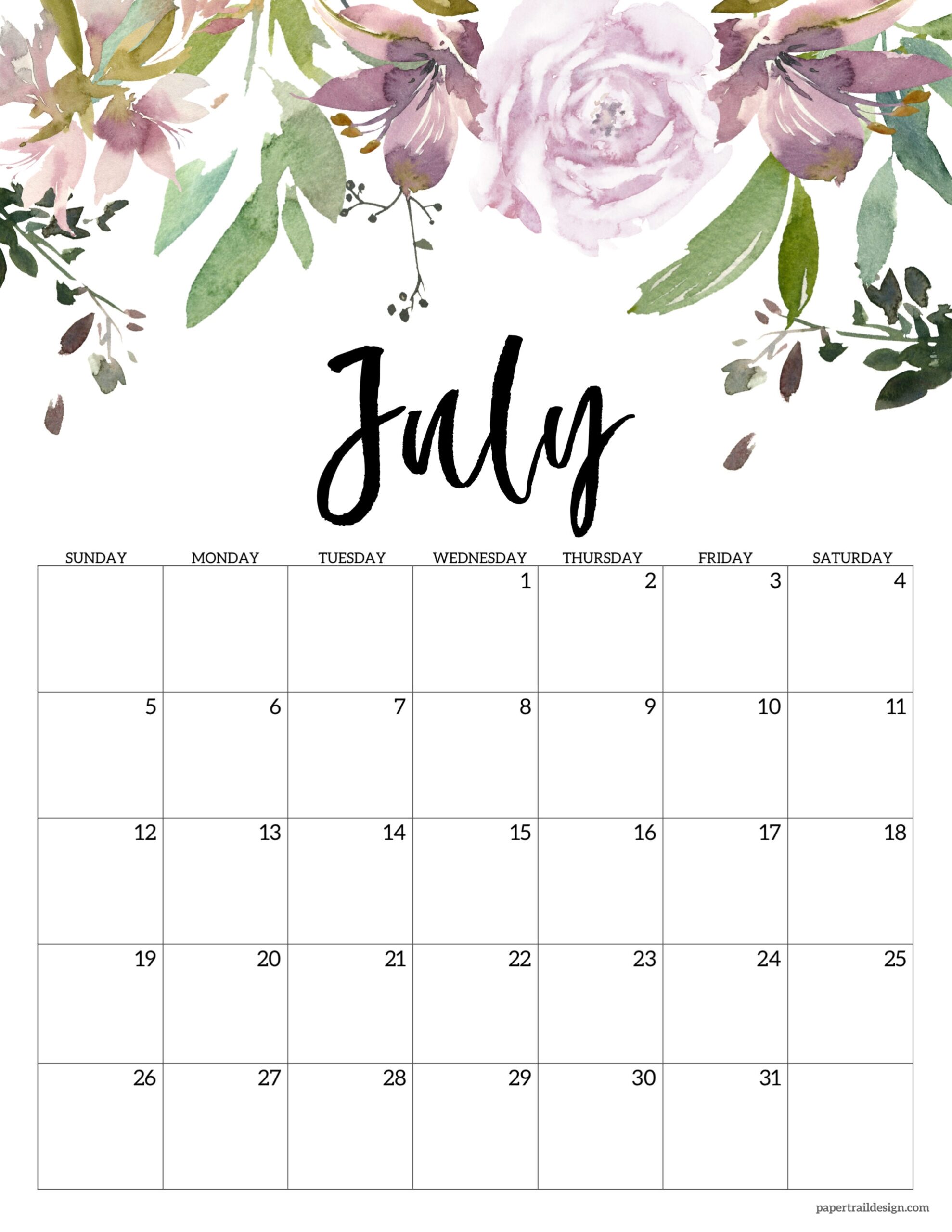 July 2026 Calendar Page