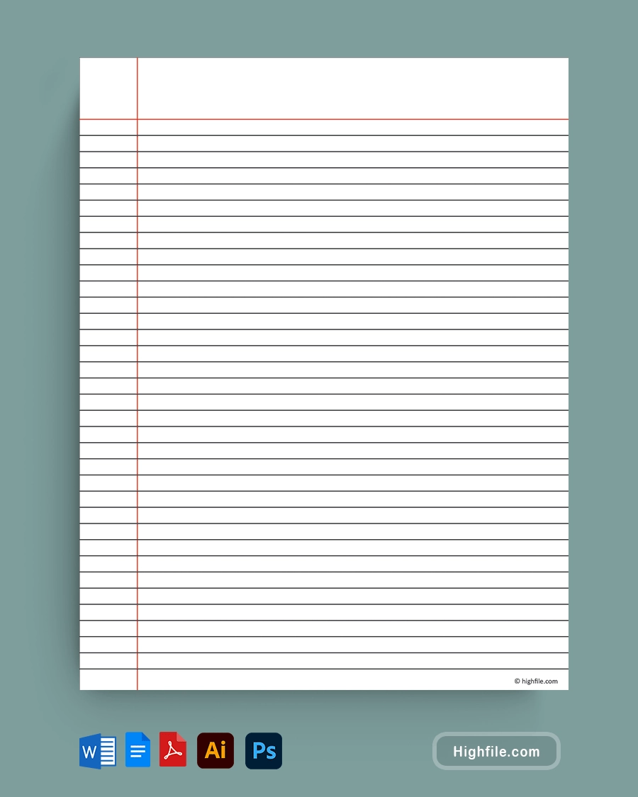 Lined Notebook Paper Template For Word