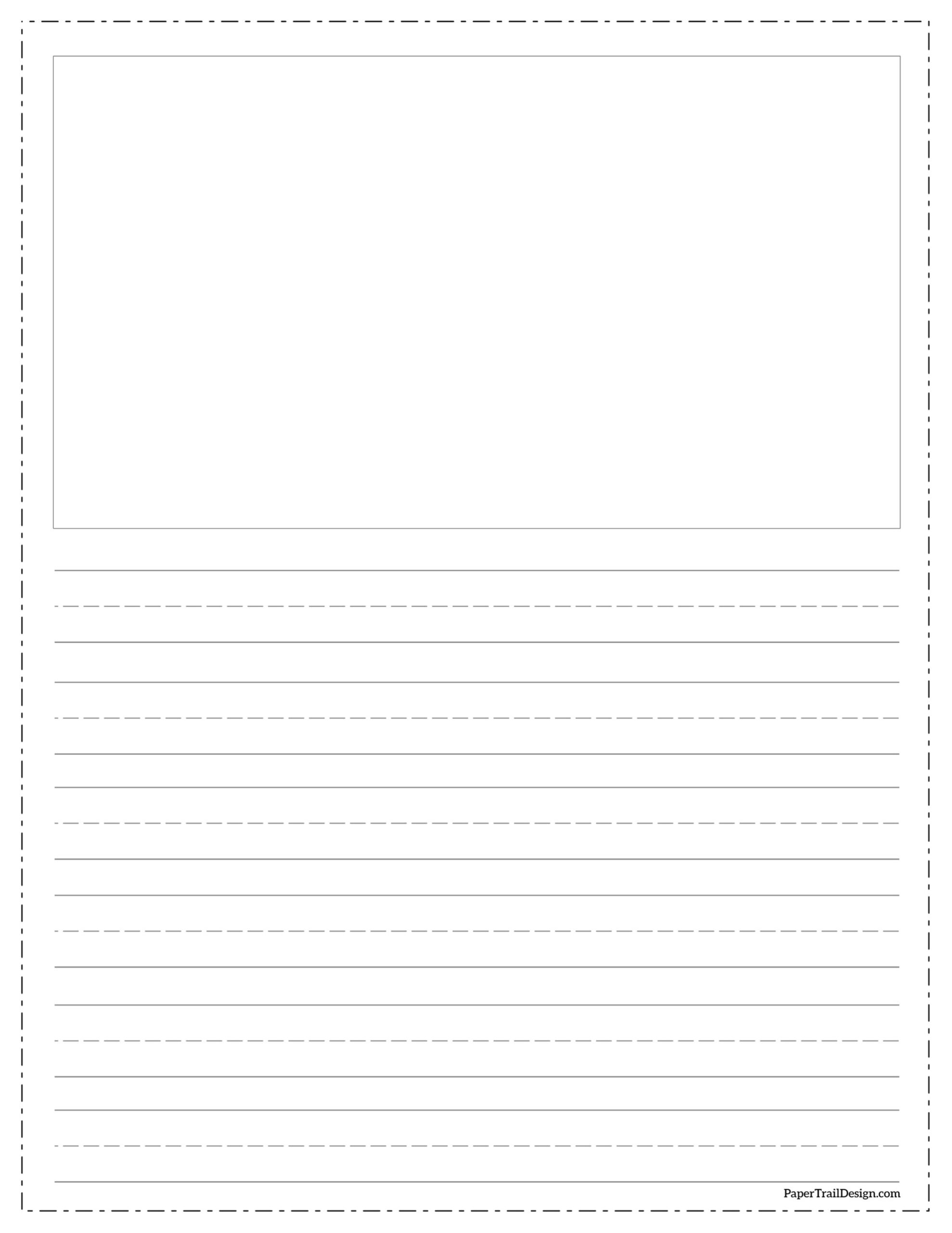 Free Printable Lined Writing Paper With Drawing Box Paper Trail 