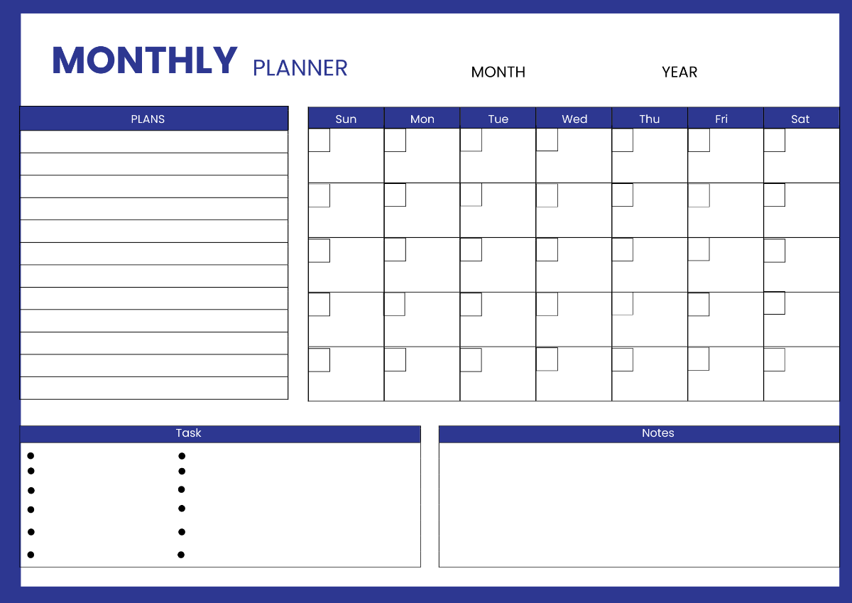 Free Printable Monthly Planner Template To Edit Online