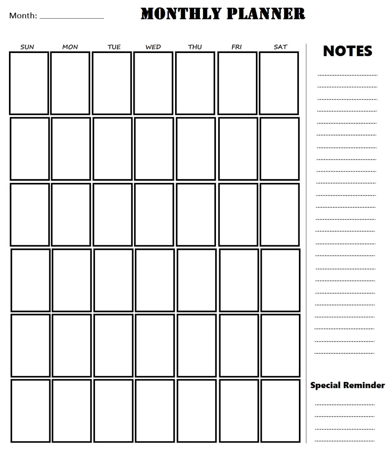 Printable Blank Calendar With Checkboxes