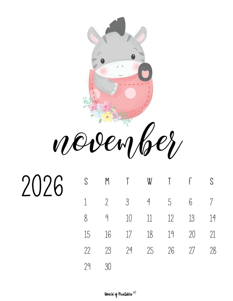 November 2026 Calendar Cute Printable