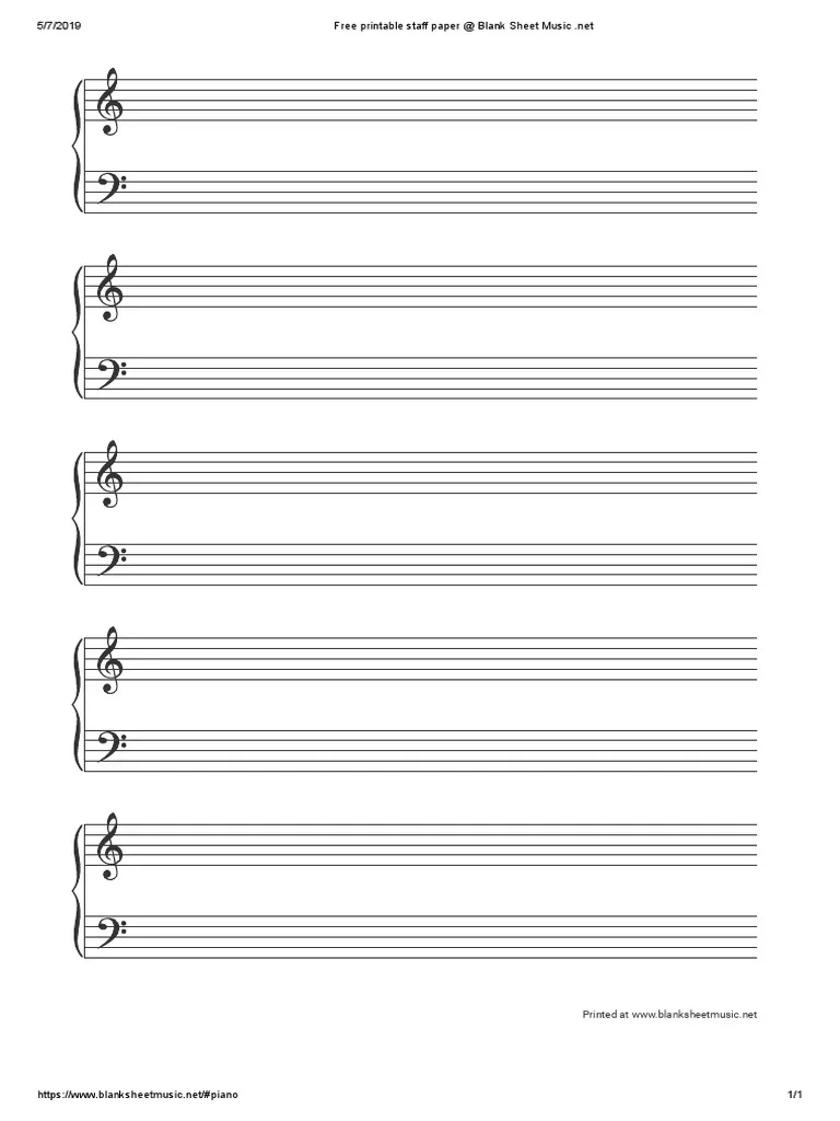 Free Printable Piano Staff Paper PDF