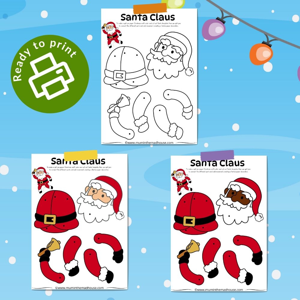 Free Printable Santa Claus Puppet Color amp Assemble For Christmas Fun