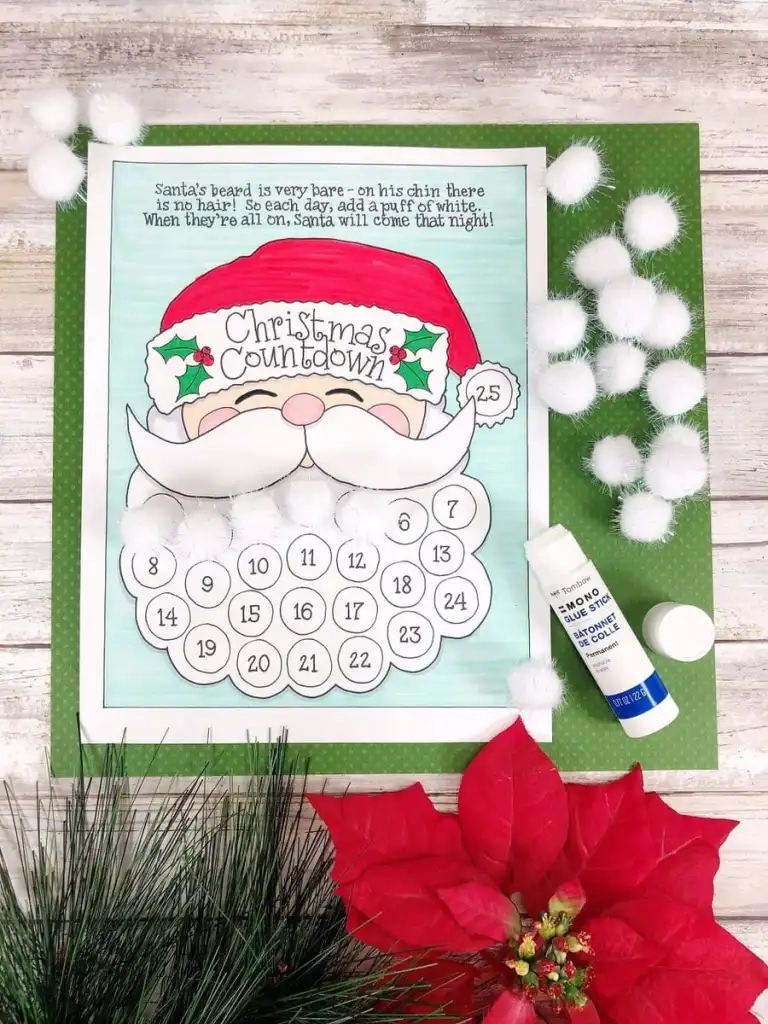 December Printable Santa Countdown Calendar