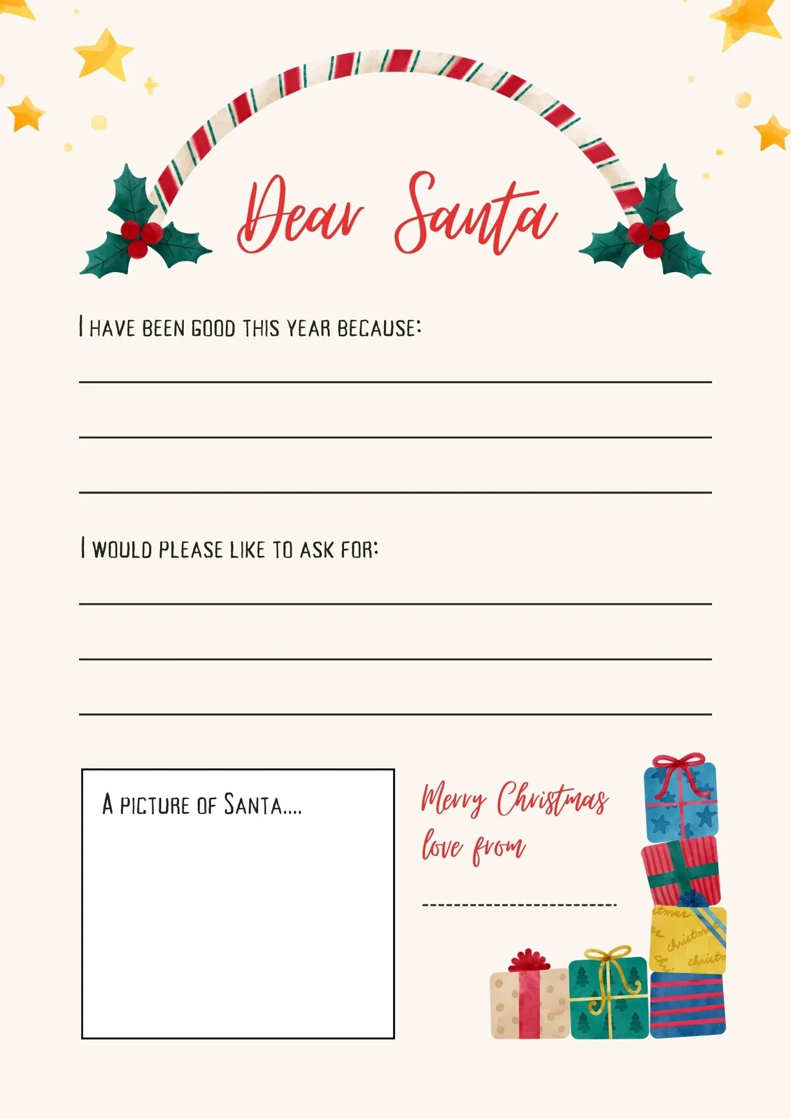 Santa Letter Writing Paper Printable