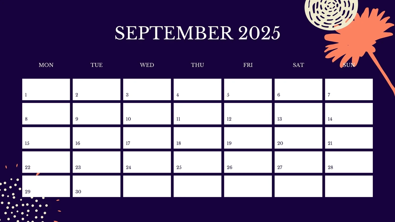 Free Printable September 2025 Calendar Templates Canva