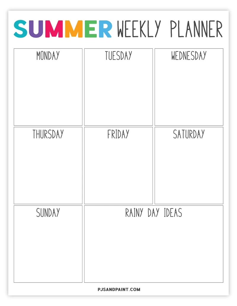Summer Calendar Planner