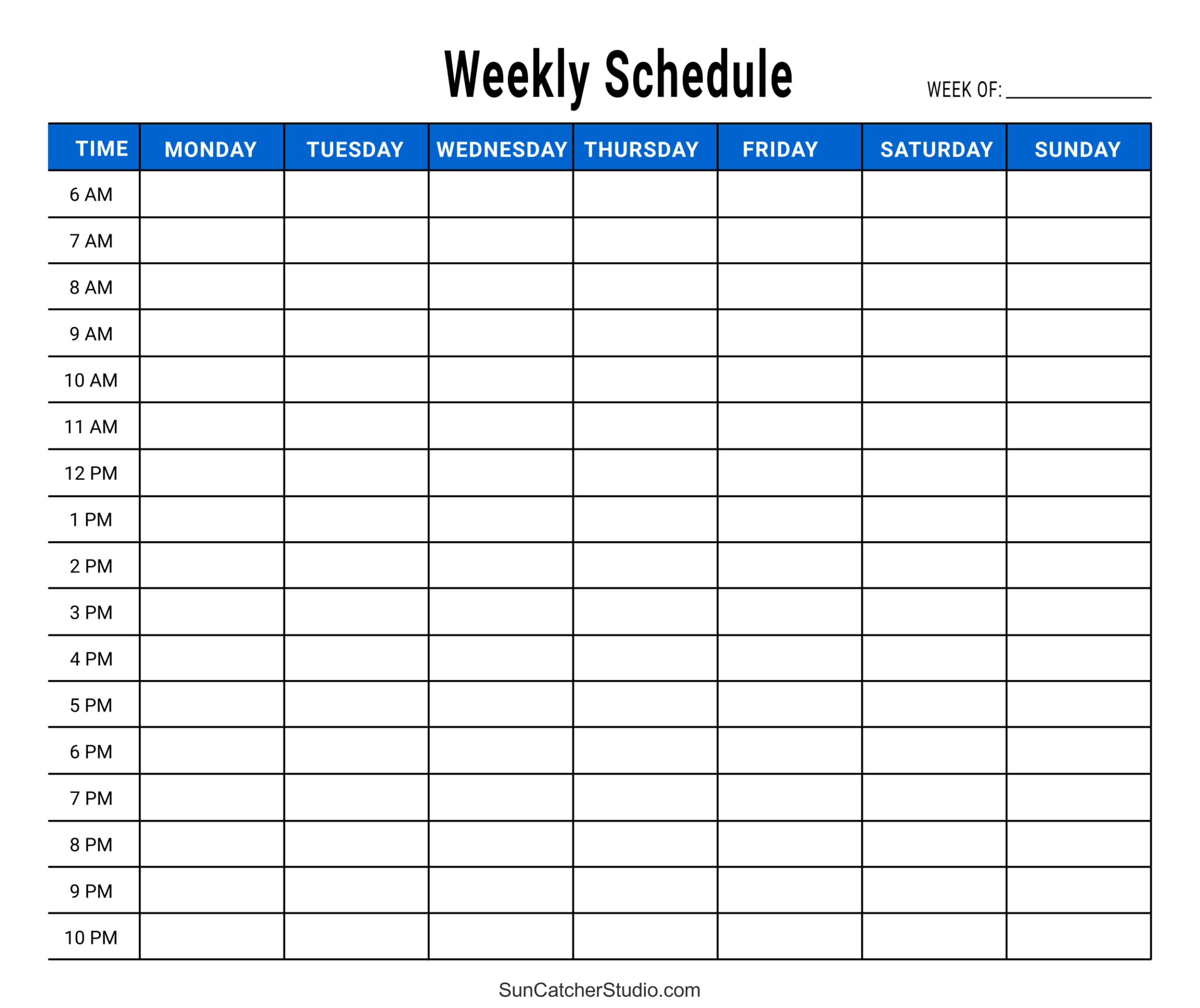 Blank Printable Weekly School Calendar