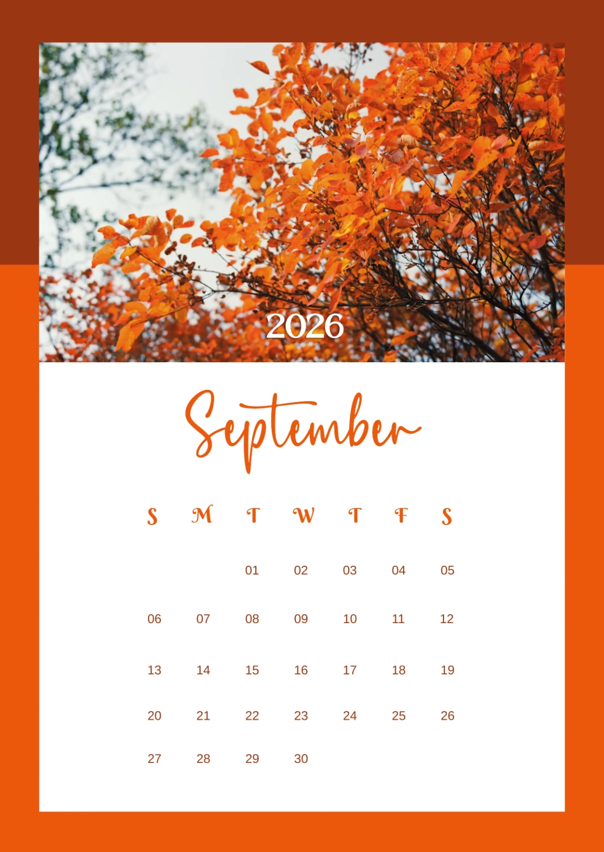 Free September 2026 Mid Autumn Calendar Template To Edit Online