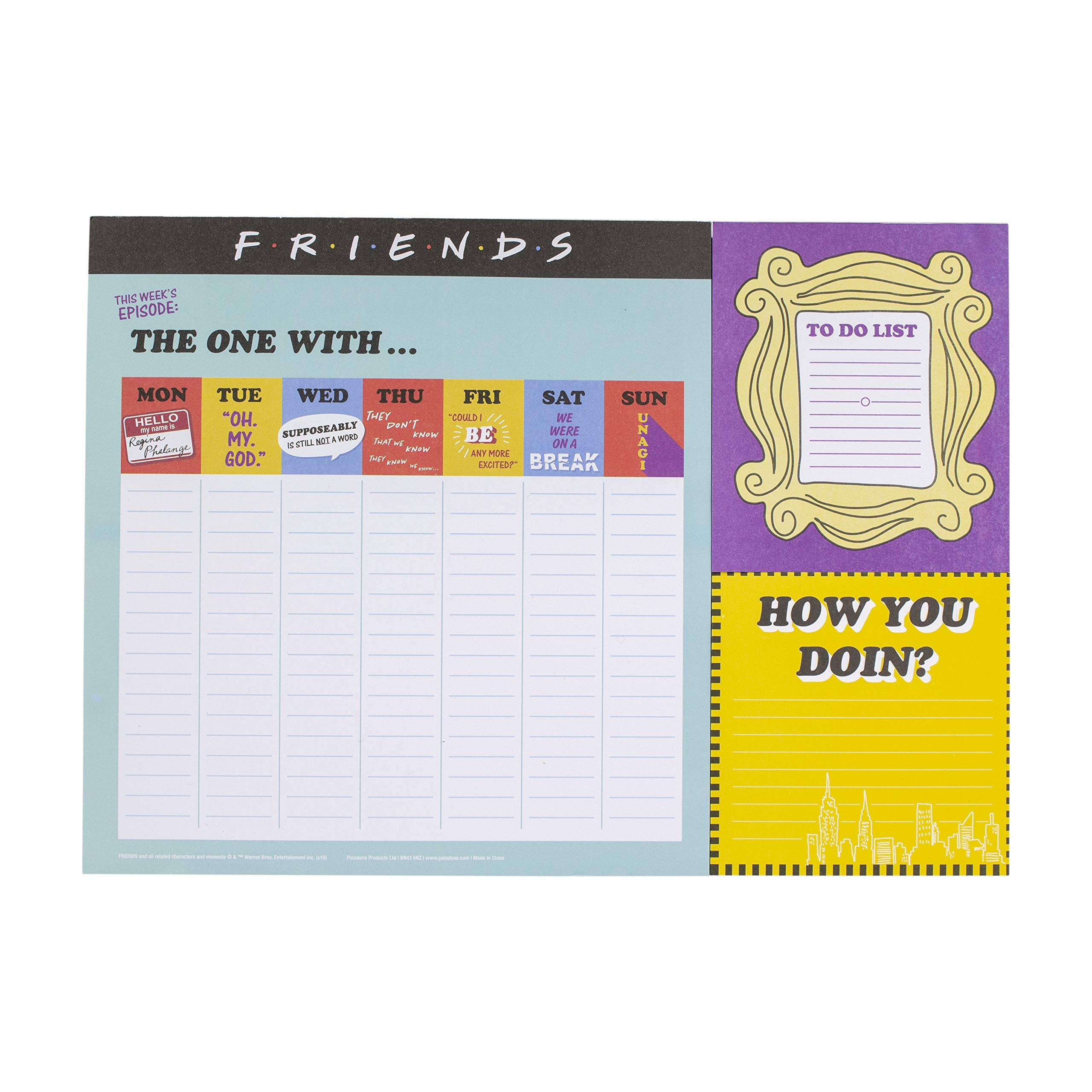 FRIENDS Desk Planner Calendar Weekly Desk Note Pad 52 Pages Officially Licensed Merchandise