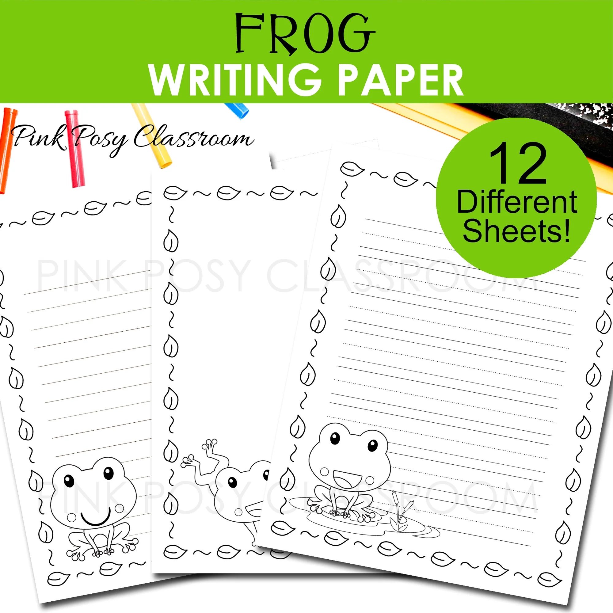 Frog Writing Paper Frog Stationery Frog Printable Paper Frog 