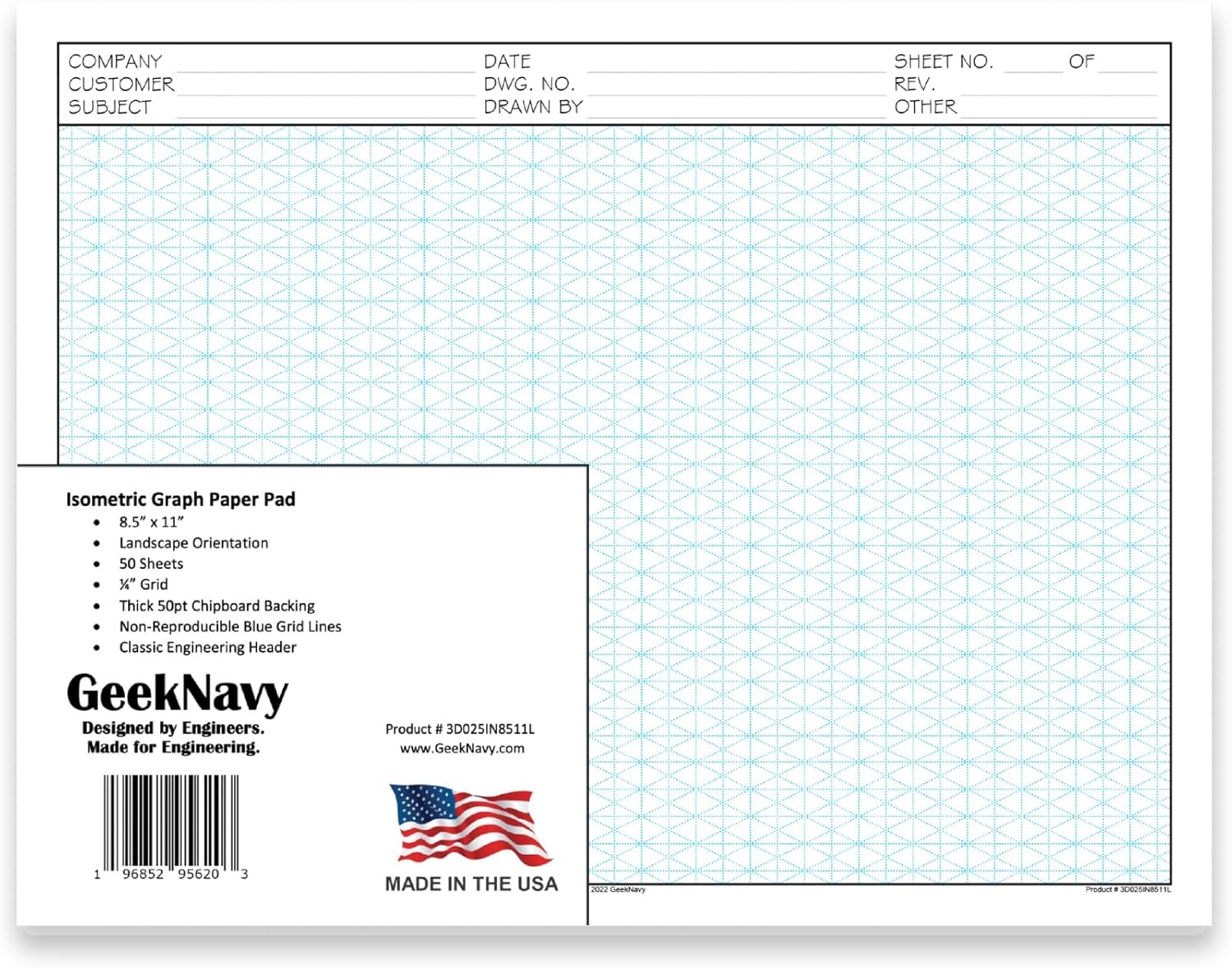 GeekNavy Isometric Graph Paper Pad 50 Sheets 0 25 Curacao Ubuy