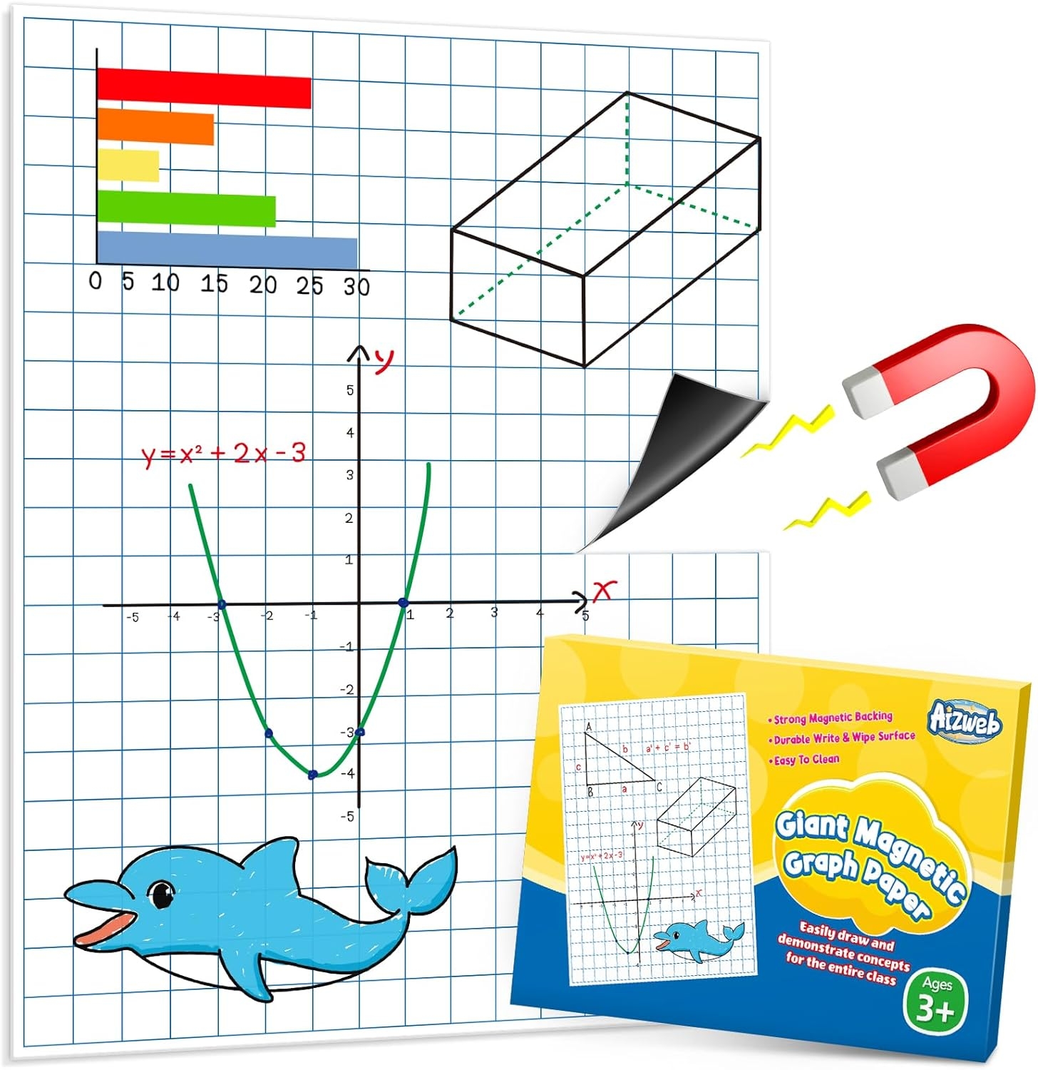 Giant Magnetic Dry Erase Grid Paper For Classroom Curacao Ubuy