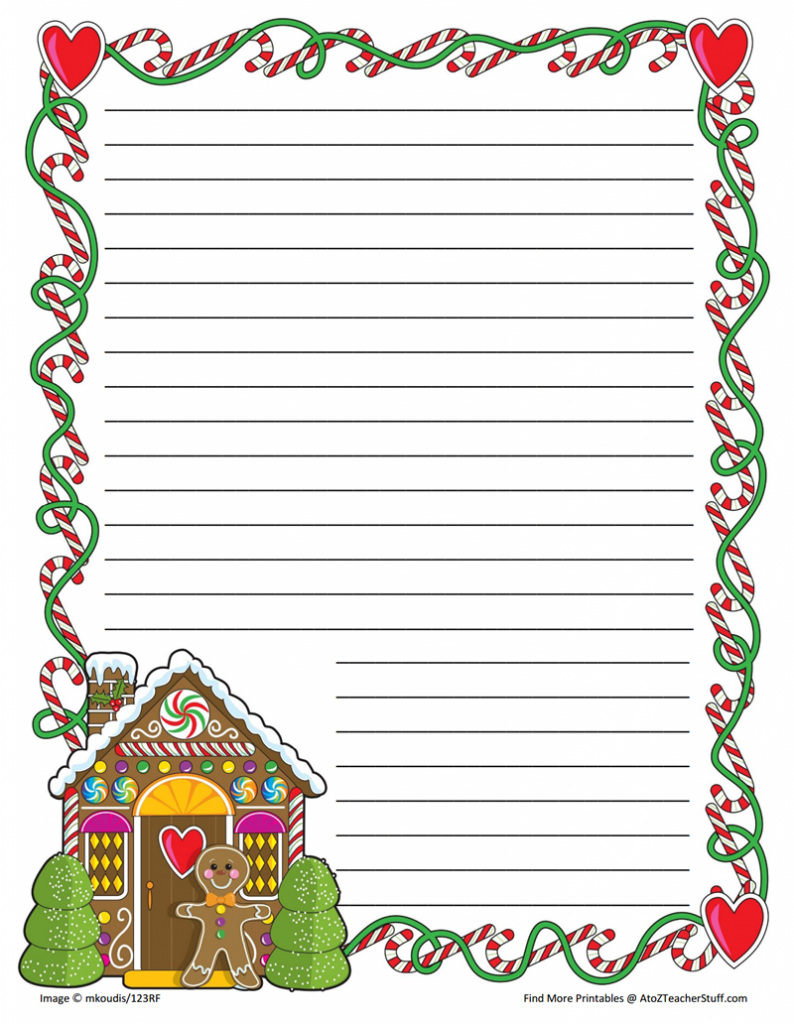Gingerbread Printable Border Paper With And Without Lines A To Z 