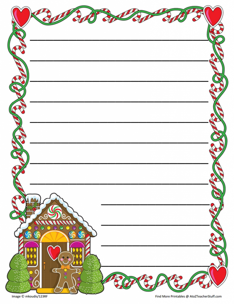 Gingerbread Printable Border Paper With And Without Lines A To Z 