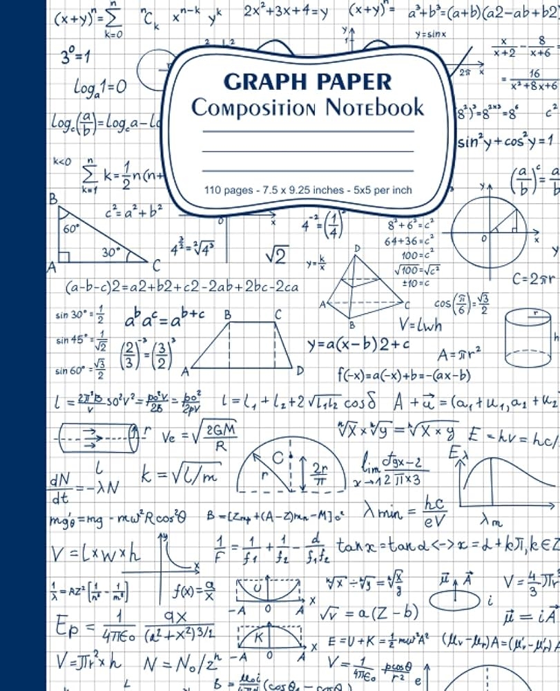 Graph Paper Composition Notebook Pretty Math Quad Ruled 5 Squares 