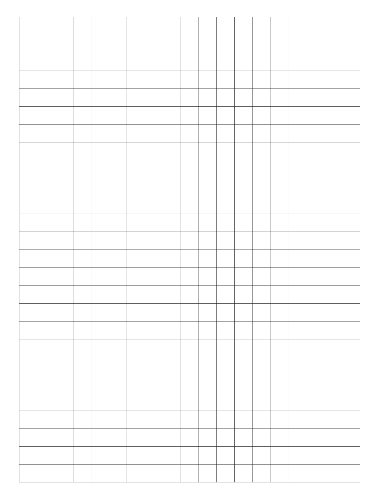Graph Paper Full Page Grid 1 Centimeter Squares 19x26 Boxes 