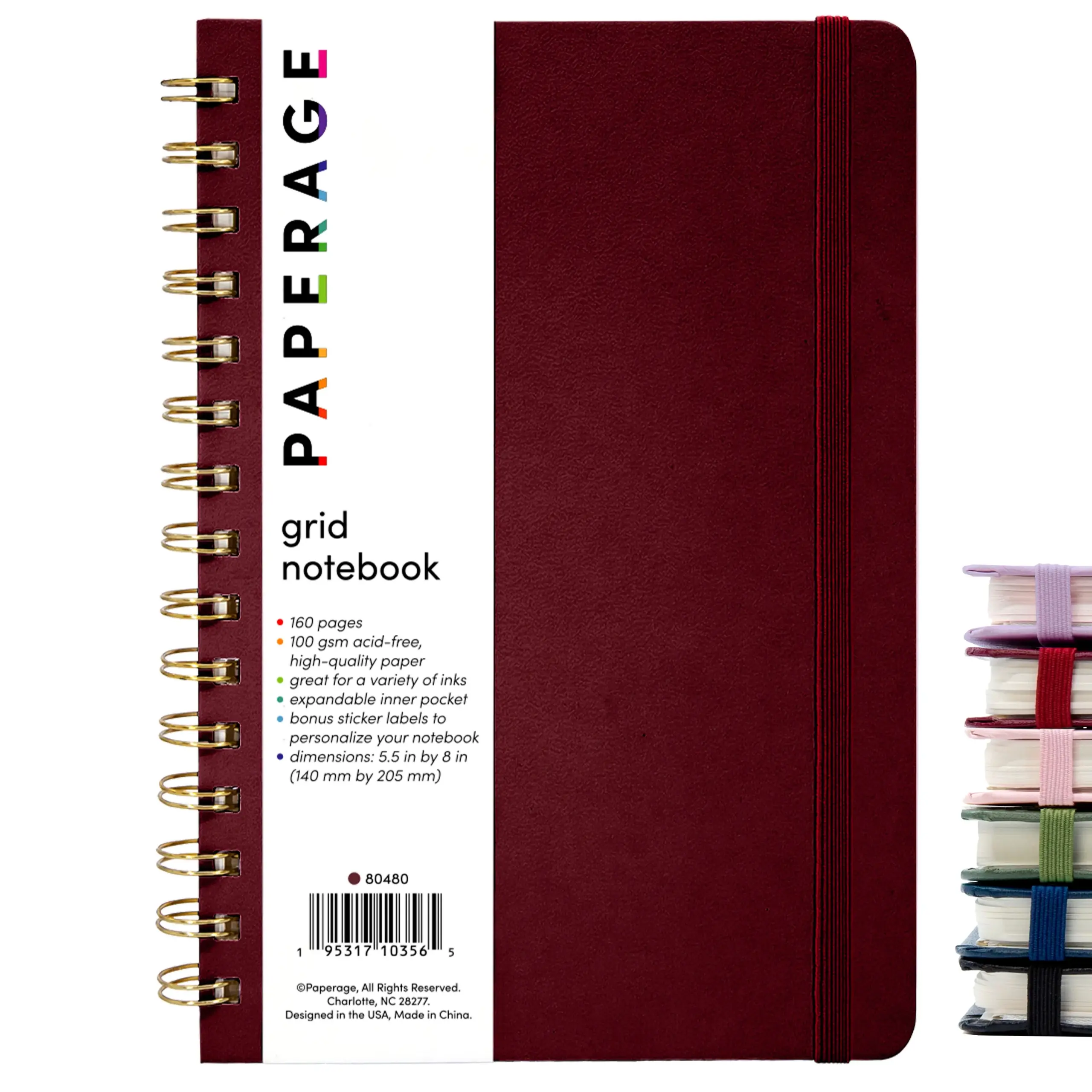 Graph Paper Grid Journal Notebook Spiral Bound Hardcover 5 5 