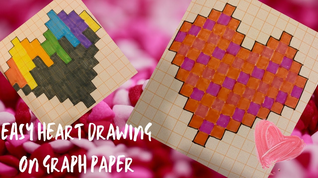 Graph Paper Heart Drawing Easy Heart Draw On Graph Paper love graphpaper Step By Step