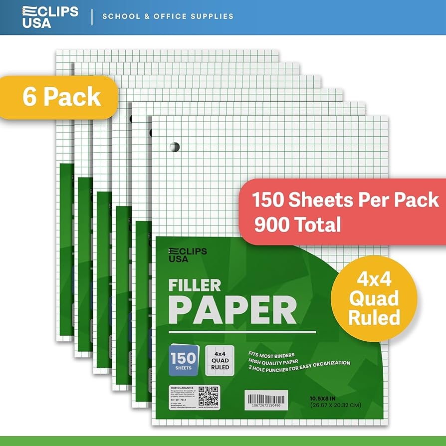 Graph Paper Lose Leaf Graph Paper 4 X 4 An Inch Quad Ruled Graph Paper 26 7 X 20 3 Cm Graphing Paper 56 G m 150 Pro Pack 900 Blatt 6 Pack 