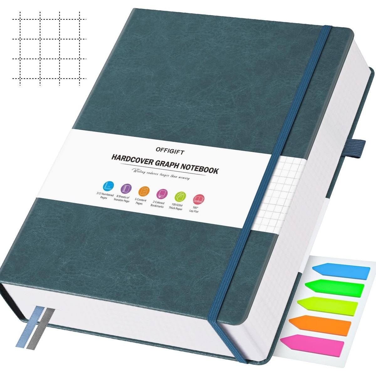 Graph Paper Notebook 312 Numbered Pages A5 Hardcover Leather 