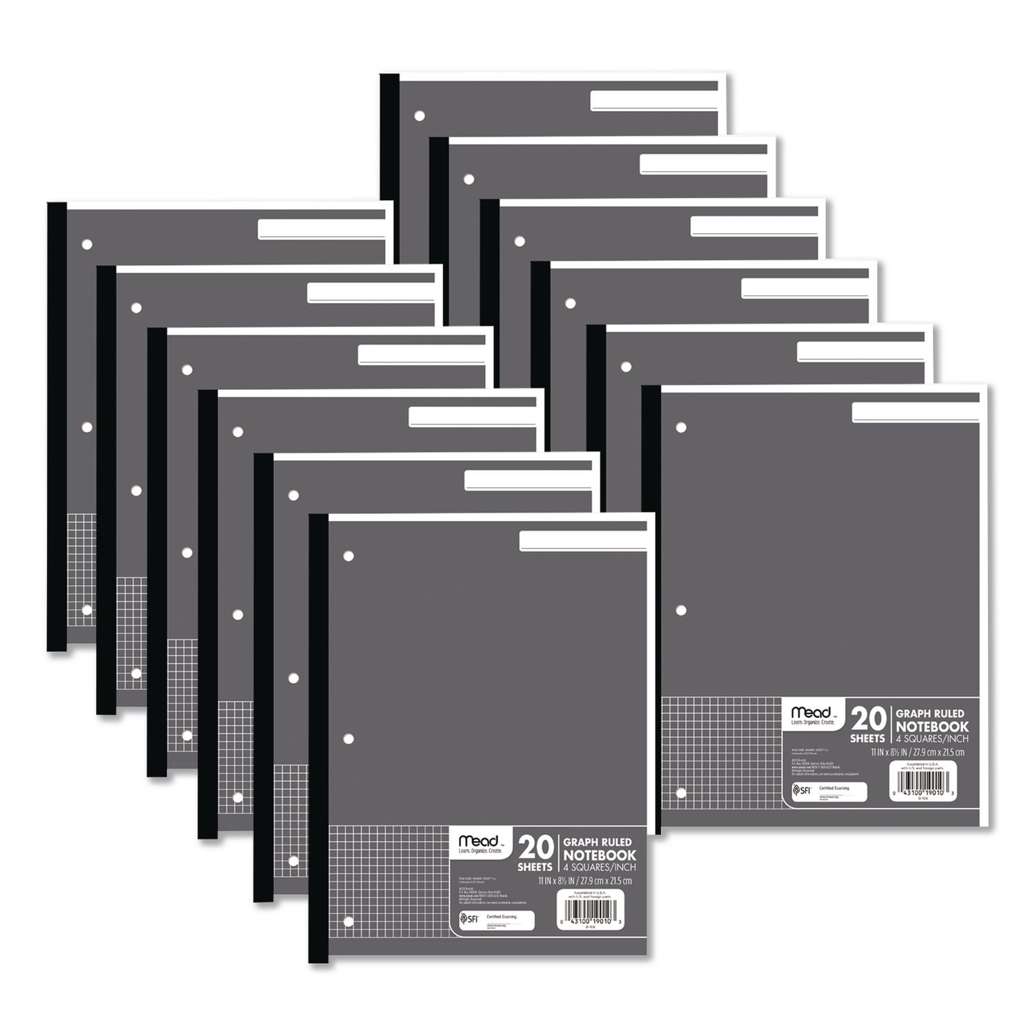 Graph Paper Tablet 3 Hole 8 5 X 11 Quadrille 4 Sq in 20 