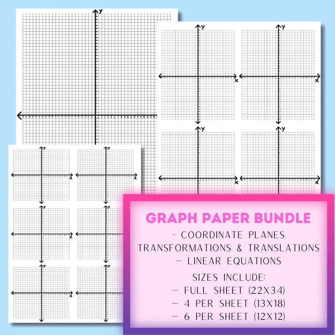 Graph Paper X Axis And Y Axis Printable 3 Different Sizes 