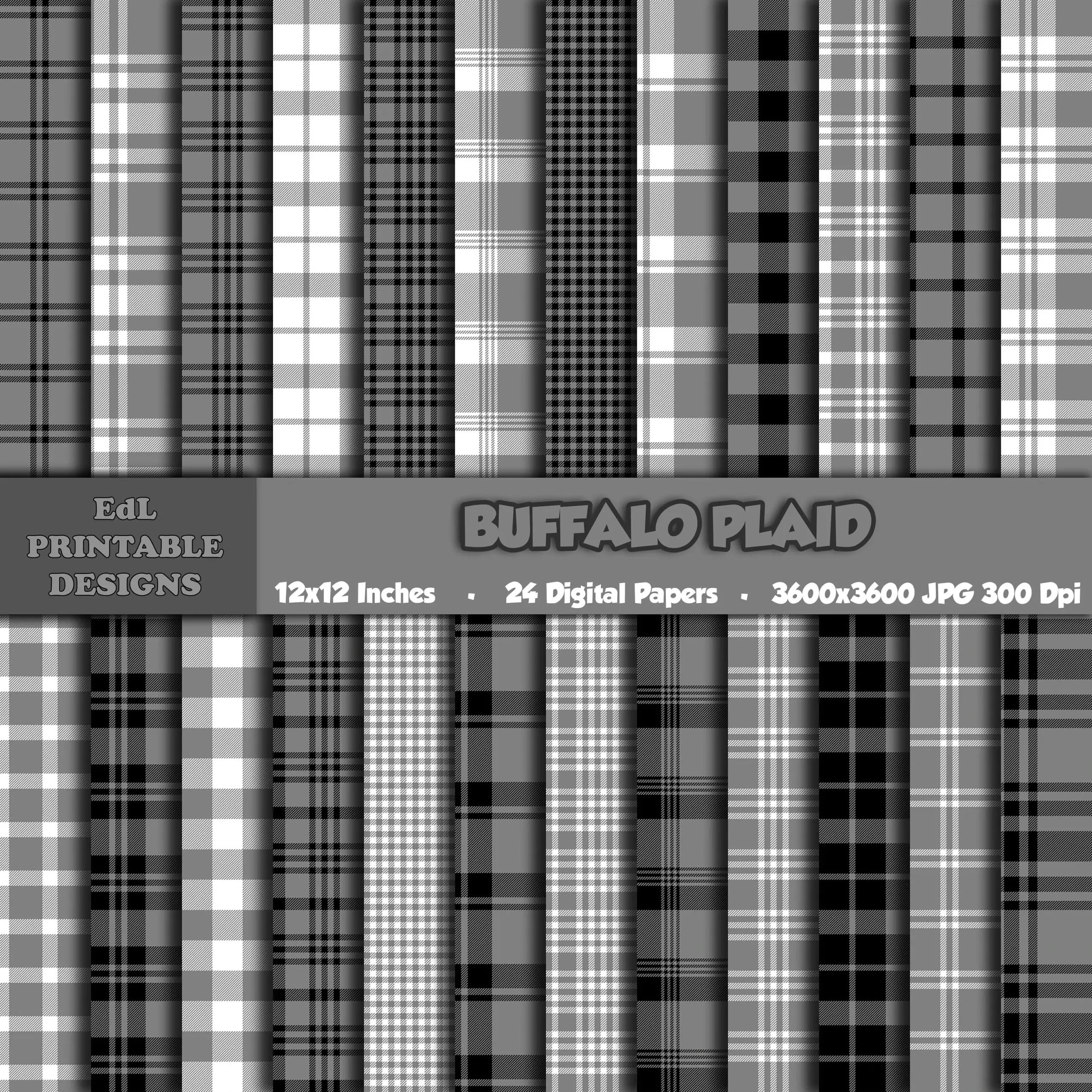 Grauer B ffel Karierter Digital Paper Pack Tartan Scrapbook 