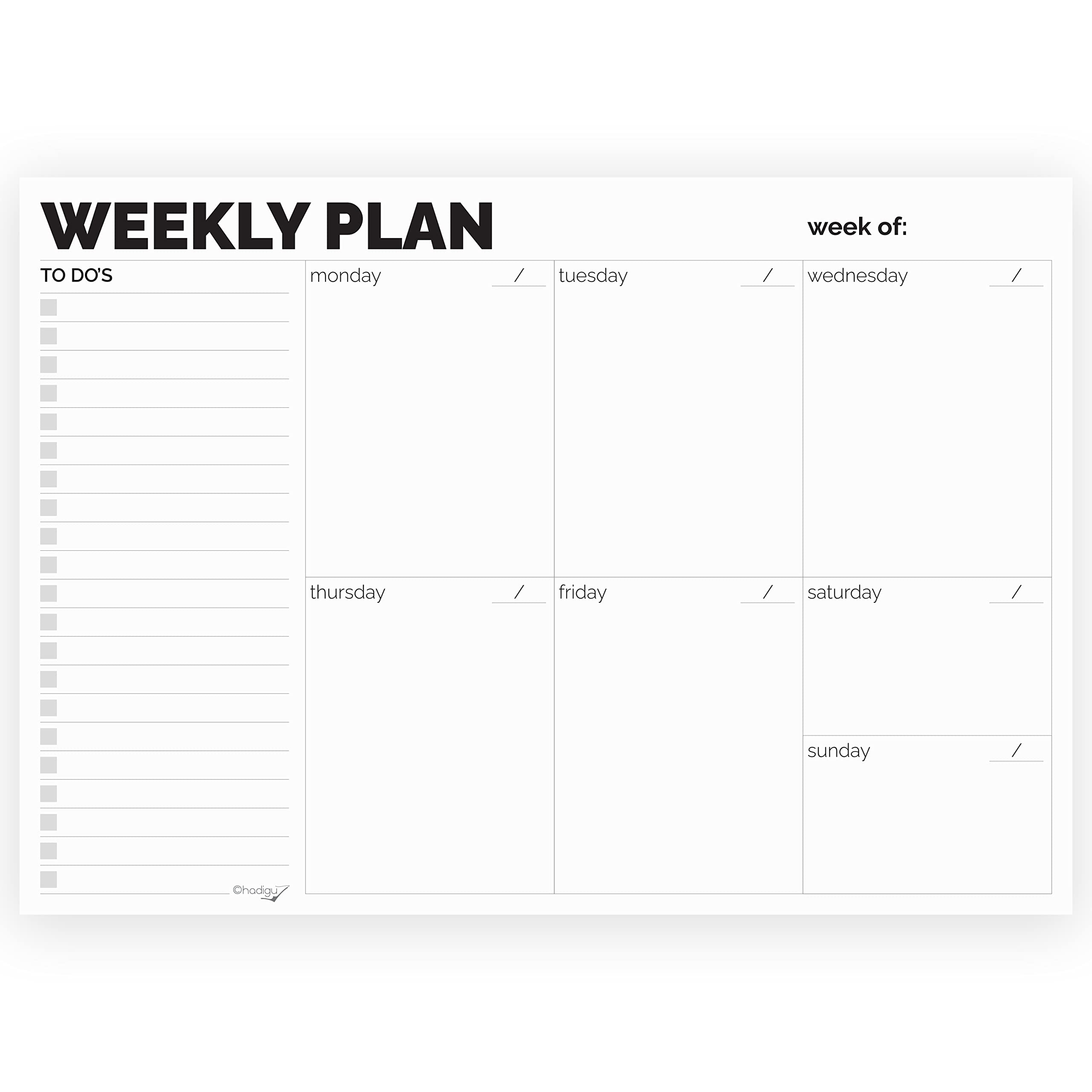 Hadigu Weekly Planner Tear Off Undated 7 Inches X 10 Inches Black Lined Lines Amazon de Stationery amp Office Supplies