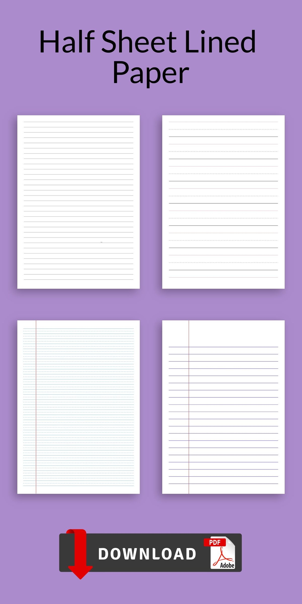 Half Sheet Lined Paper