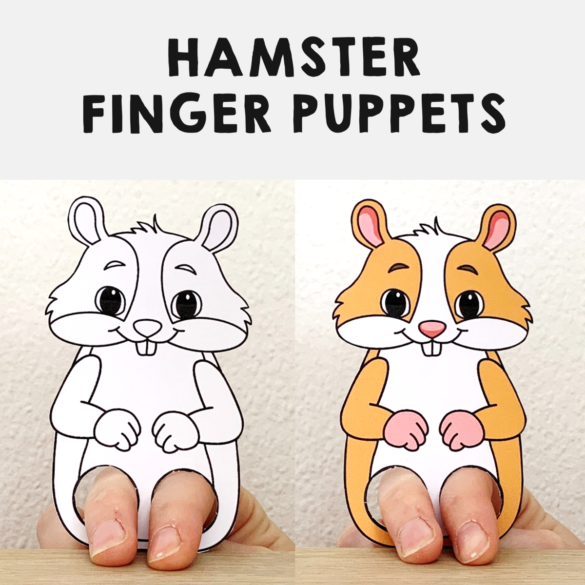 Hamster Finger Puppet Printable Pet Animal Coloring Paper Craft 