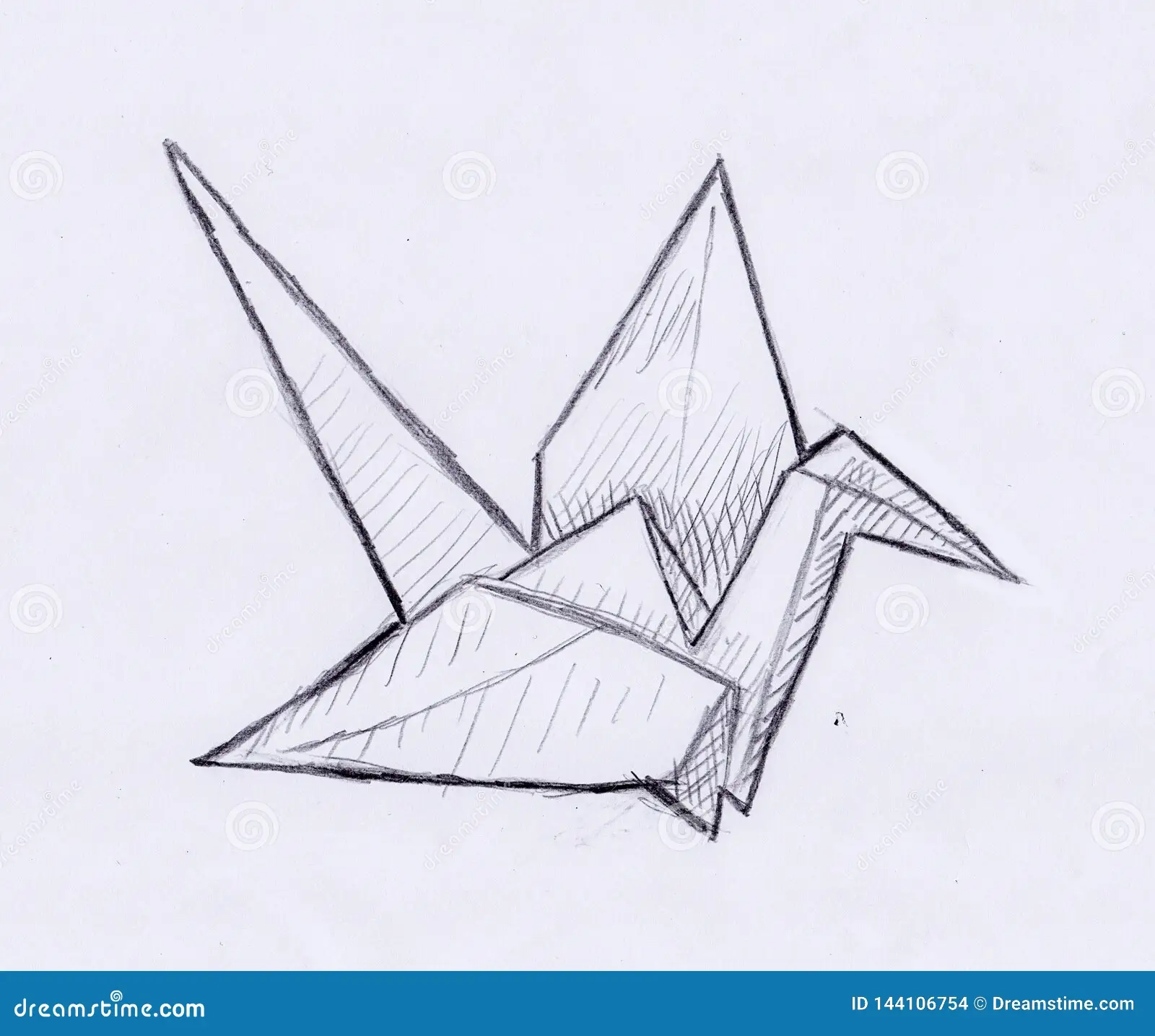 Hand Draw Of A Origami Crane Stock Illustration Illustration Of 