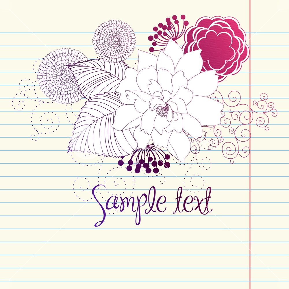 Hand drawn Flowers Sketchy Notebook Doodles Design Element On 