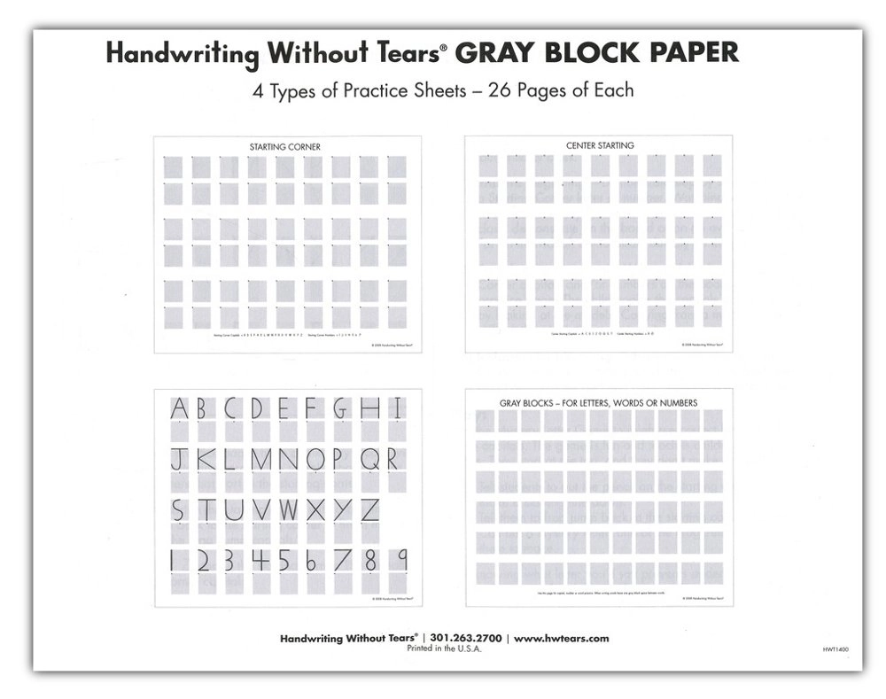 Handwriting Without Tears Gray Block Paper 105 Sheets Gr K 1 